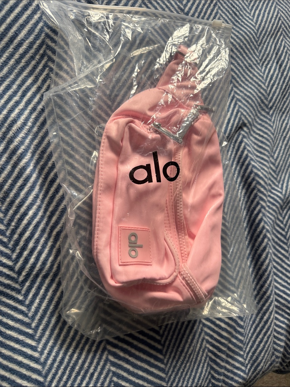ALO Yoga Kids Pink Sling Bag with Zip Pocket